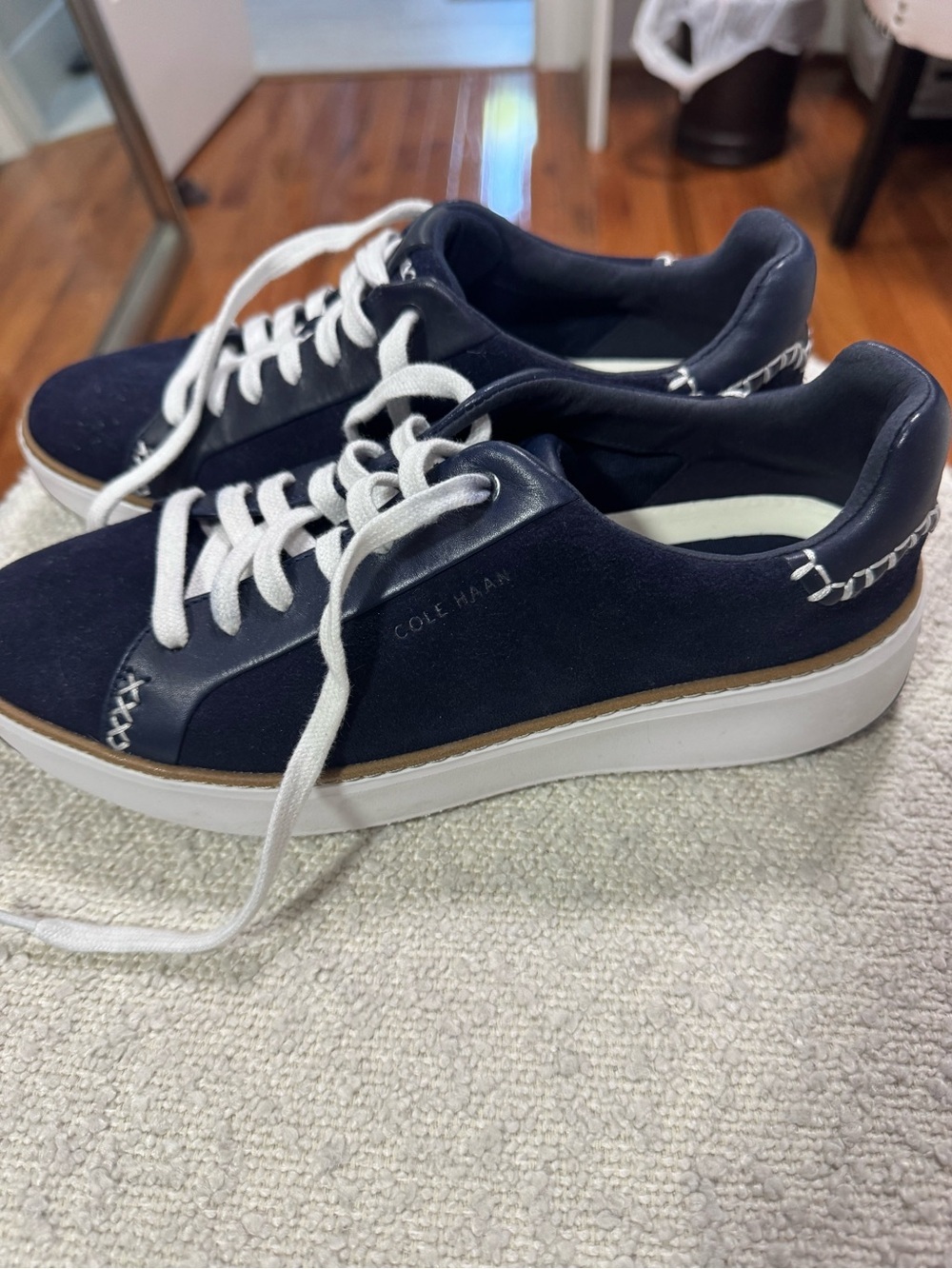 Cole Haan GrandPrø Suede Sneakers Navy Blue Size 8.5 | Like New - Picture 4 of 7
